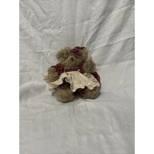 Russ Berrie Brittany Jr Brown Plush Bear With Checkered Dress And Apron‎  Rare